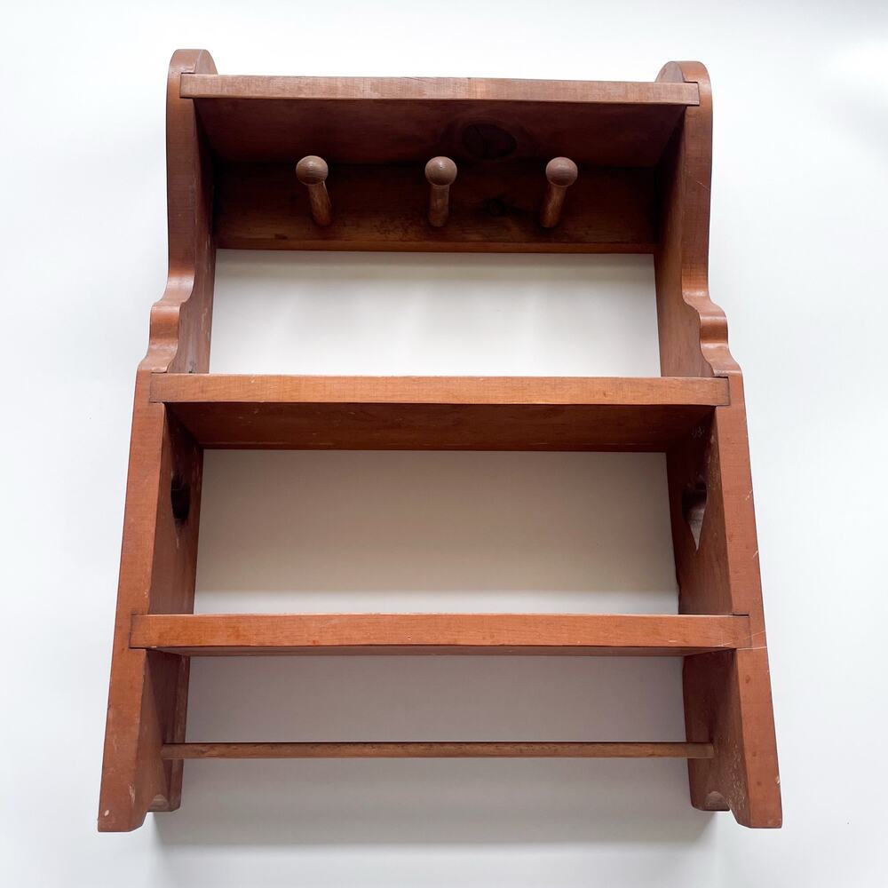 Vintage Wooden Heart Kitchen Display Shelf Cottagecore Country